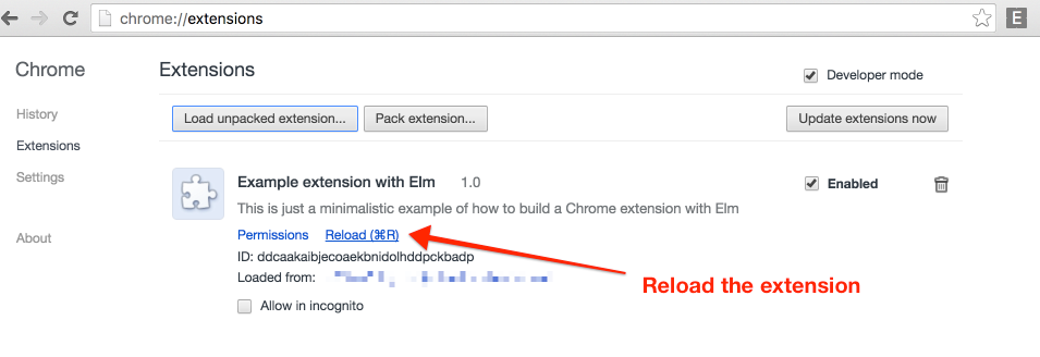 Chrome Extension Reload